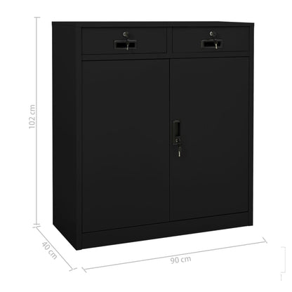 Armadio per Ufficio Nero 90x40x102 cm in Acciaio