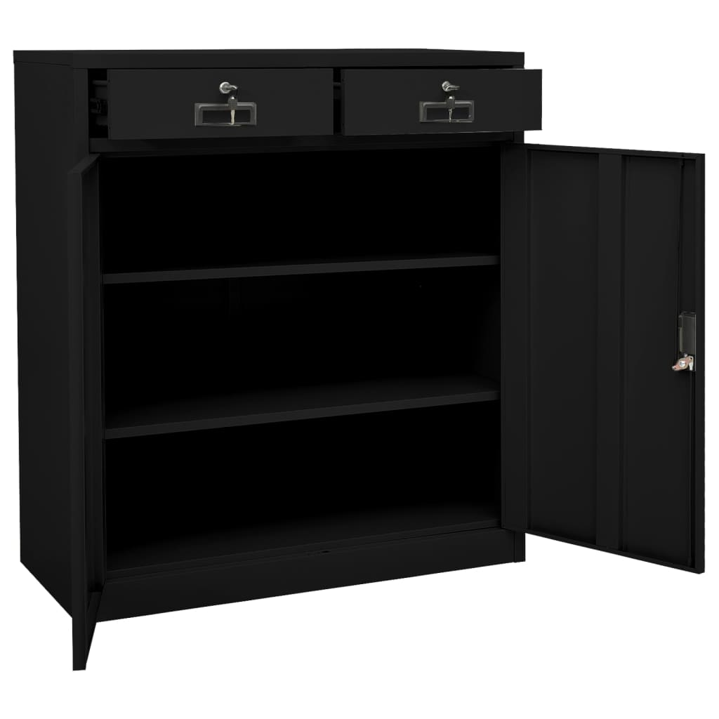 Armadio per Ufficio Nero 90x40x102 cm in Acciaio | homemem39