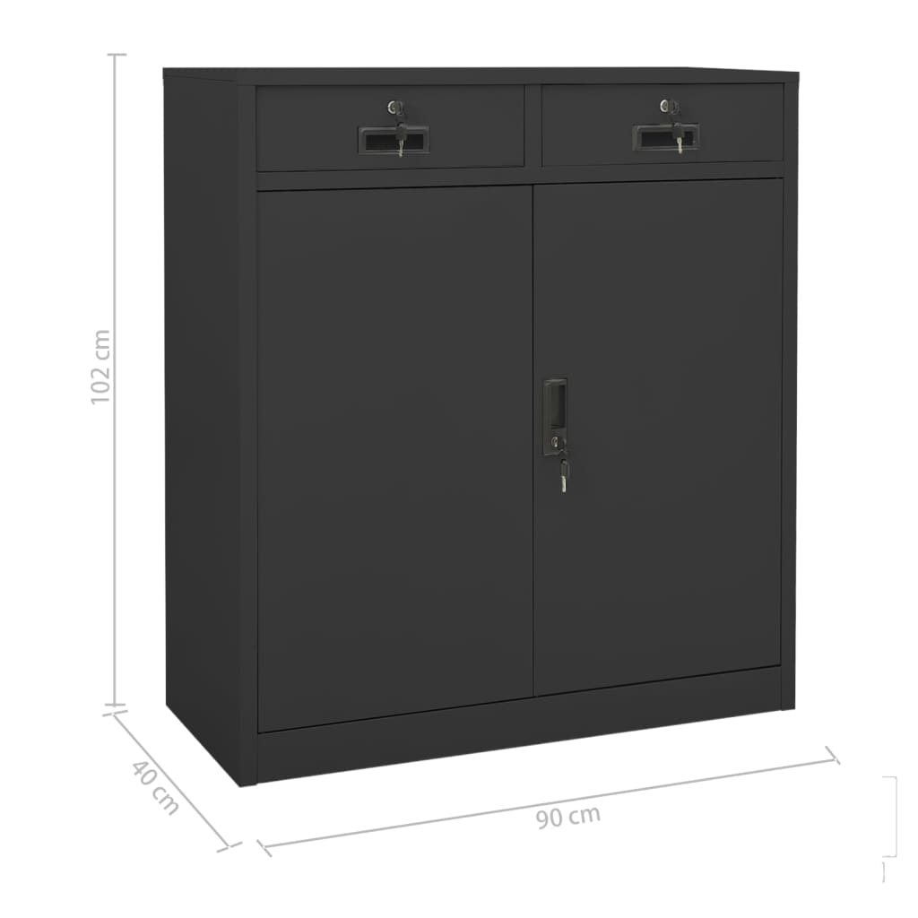Armadio per Ufficio Antracite 90x40x102 cm in Acciaio | homemem39