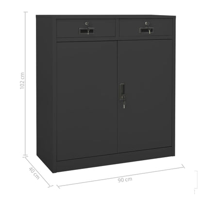 Armadio per Ufficio Antracite 90x40x102 cm in Acciaio | homemem39