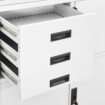 Armadio per Ufficio Bianco 90x40x180 cm in Acciaio | homemem39