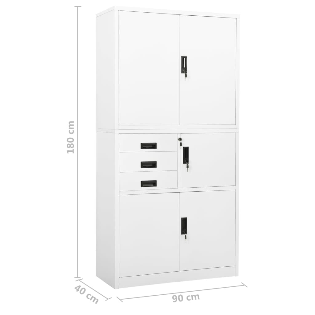 Armadio per Ufficio Bianco 90x40x180 cm in Acciaio | homemem39