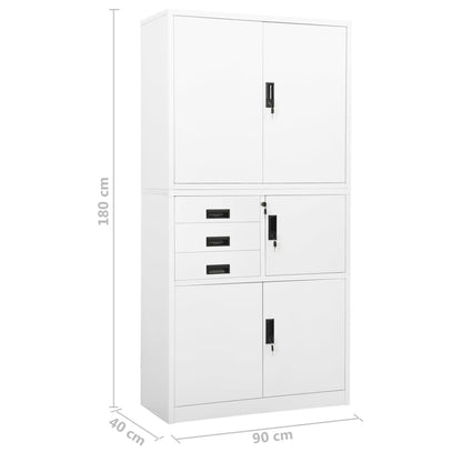 Armadio per Ufficio Bianco 90x40x180 cm in Acciaio | homemem39
