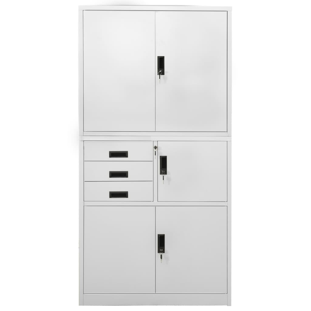 Armadio per Ufficio Grigio Chiaro 90x40x180 cm in Acciaio | homemem39