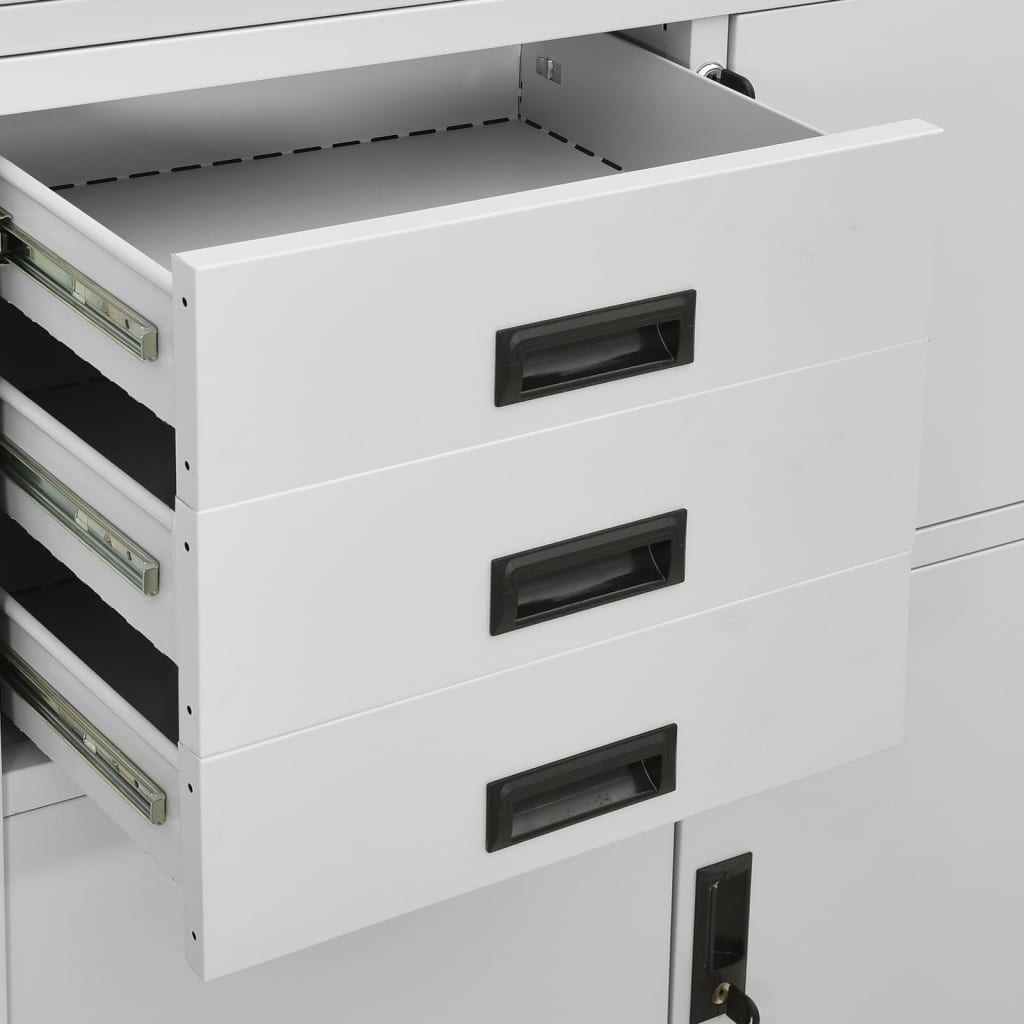 Armadio per Ufficio Grigio Chiaro 90x40x180 cm in Acciaio | homemem39