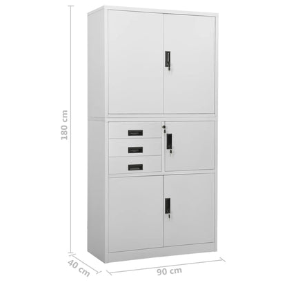 Armadio per Ufficio Grigio Chiaro 90x40x180 cm in Acciaio | homemem39