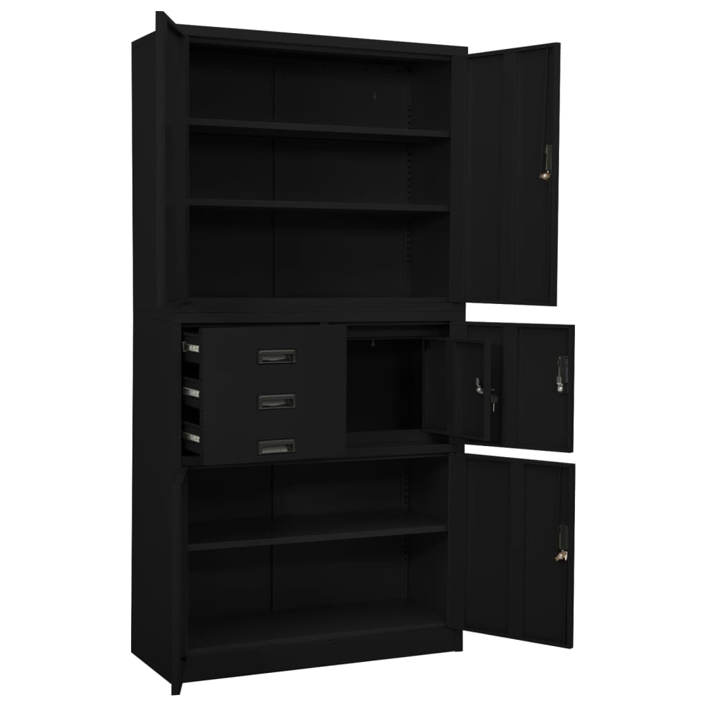 Armadio per Ufficio Nero 90x40x180 cm in Acciaio | homemem39