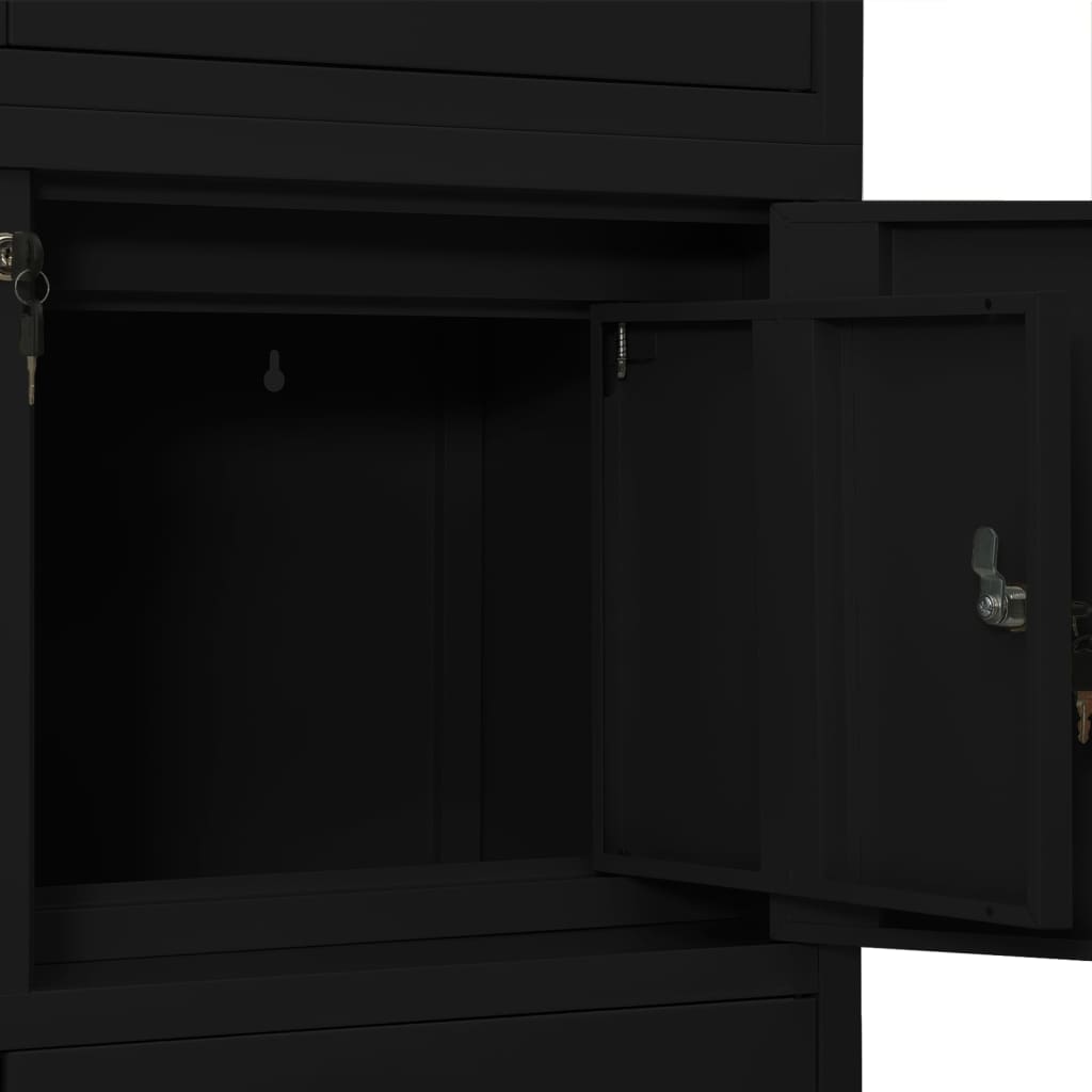 Armadio per Ufficio Nero 90x40x180 cm in Acciaio | homemem39
