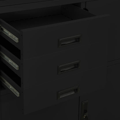 Armadio per Ufficio Nero 90x40x180 cm in Acciaio | homemem39