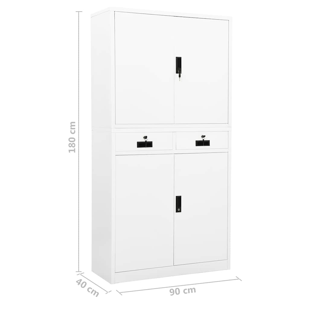 Armadio per Ufficio Bianco 90x40x180 cm in Acciaio | homemem39