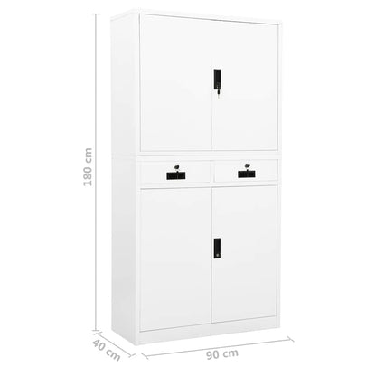 Armadio per Ufficio Bianco 90x40x180 cm in Acciaio | homemem39
