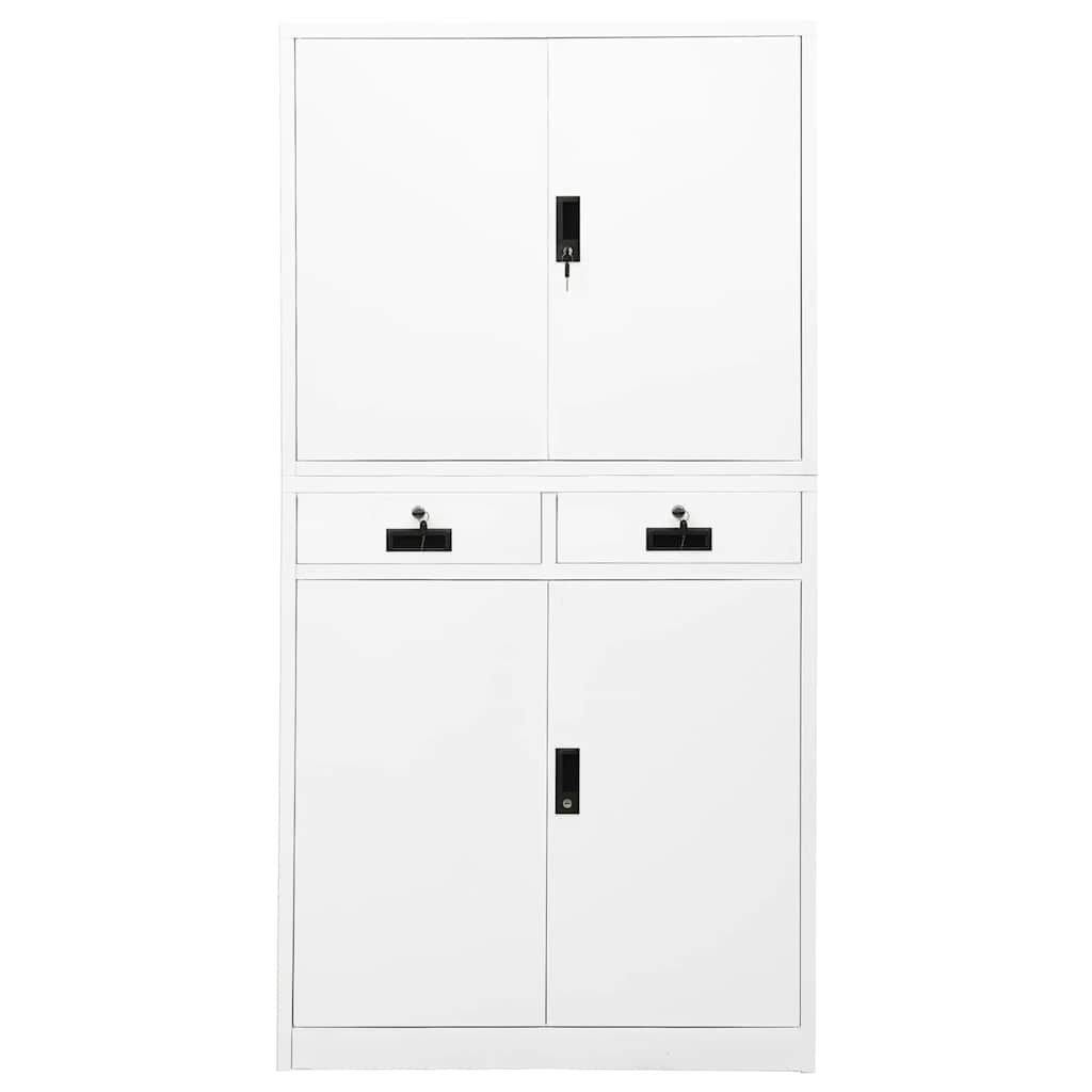 Armadio per Ufficio Bianco 90x40x180 cm in Acciaio