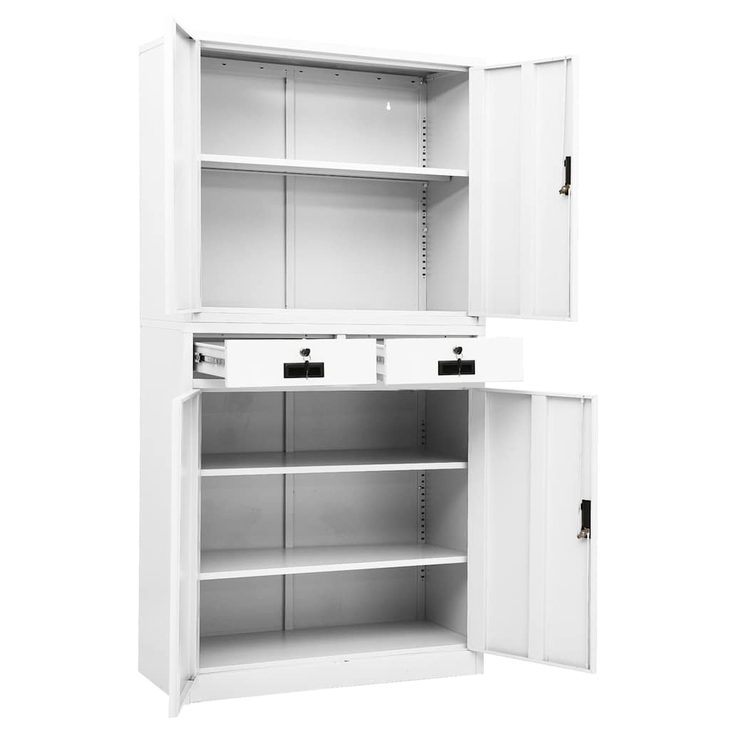 Armadio per Ufficio Bianco 90x40x180 cm in Acciaio | homemem39