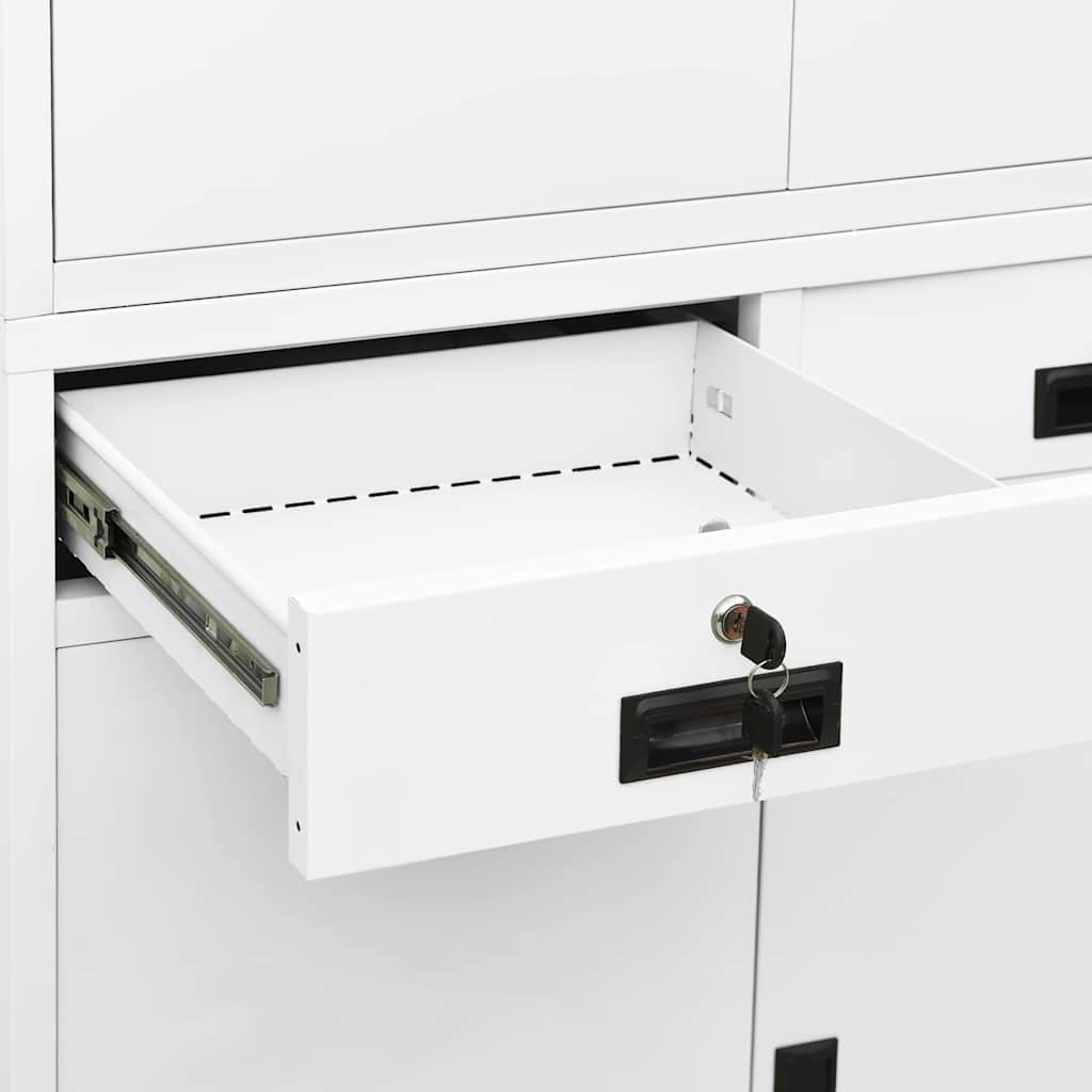 Armadio per Ufficio Bianco 90x40x180 cm in Acciaio