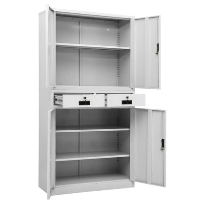 Armadio per Ufficio Grigio Chiaro 90x40x180 cm in Acciaio