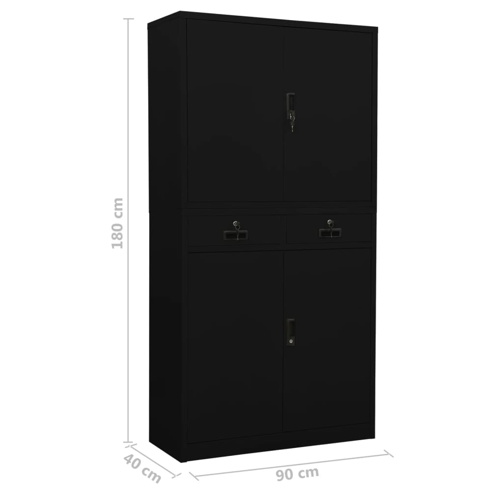 Armadio per Ufficio Nero 90x40x180 cm in Acciaio | homemem39