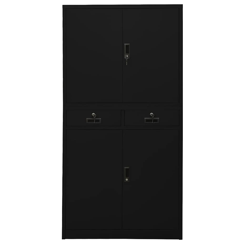 Armadio per Ufficio Nero 90x40x180 cm in Acciaio