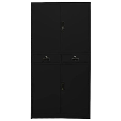 Armadio per Ufficio Nero 90x40x180 cm in Acciaio