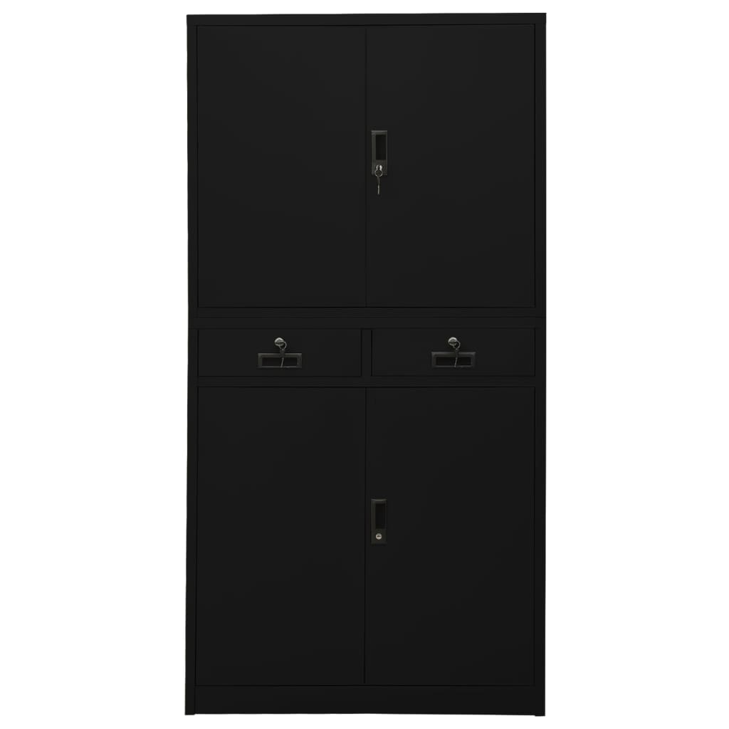 Armadio per Ufficio Nero 90x40x180 cm in Acciaio