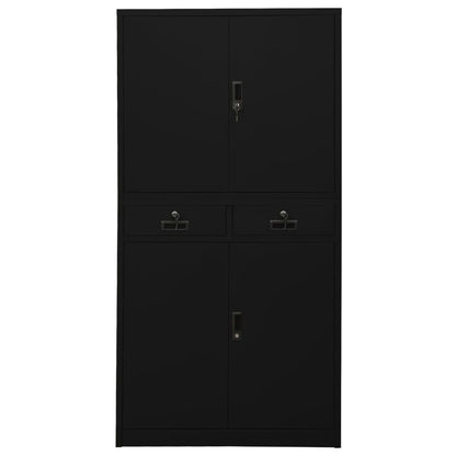 Armadio per Ufficio Nero 90x40x180 cm in Acciaio