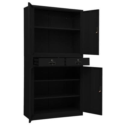 Armadio per Ufficio Nero 90x40x180 cm in Acciaio