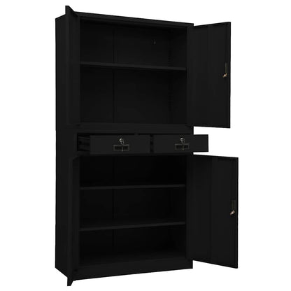 Armadio per Ufficio Nero 90x40x180 cm in Acciaio