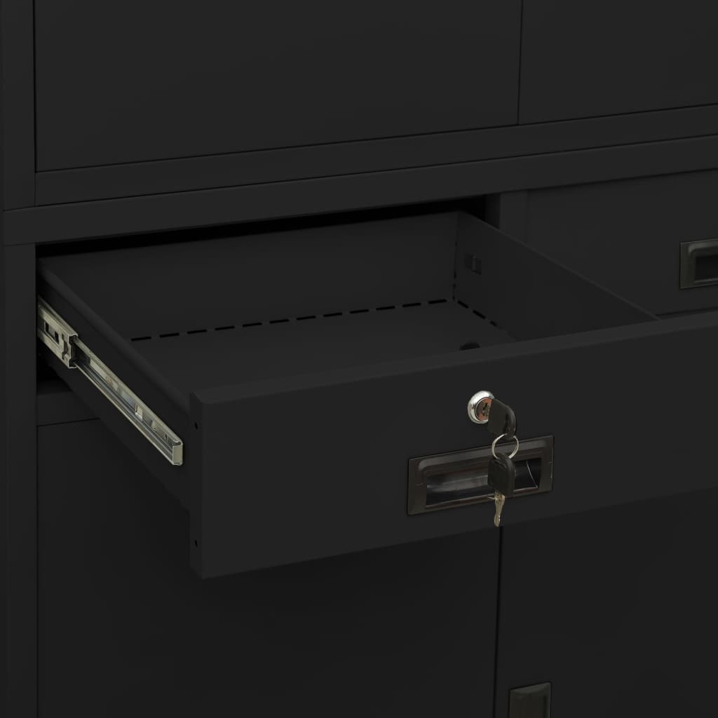 Armadio per Ufficio Nero 90x40x180 cm in Acciaio | homemem39