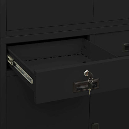 Armadio per Ufficio Nero 90x40x180 cm in Acciaio