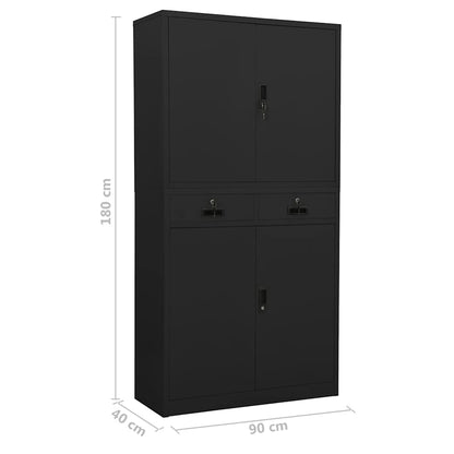 Armadio per Ufficio Antracite 90x40x180 cm in Acciaio