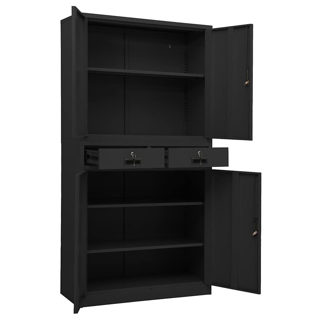 Armadio per Ufficio Antracite 90x40x180 cm in Acciaio