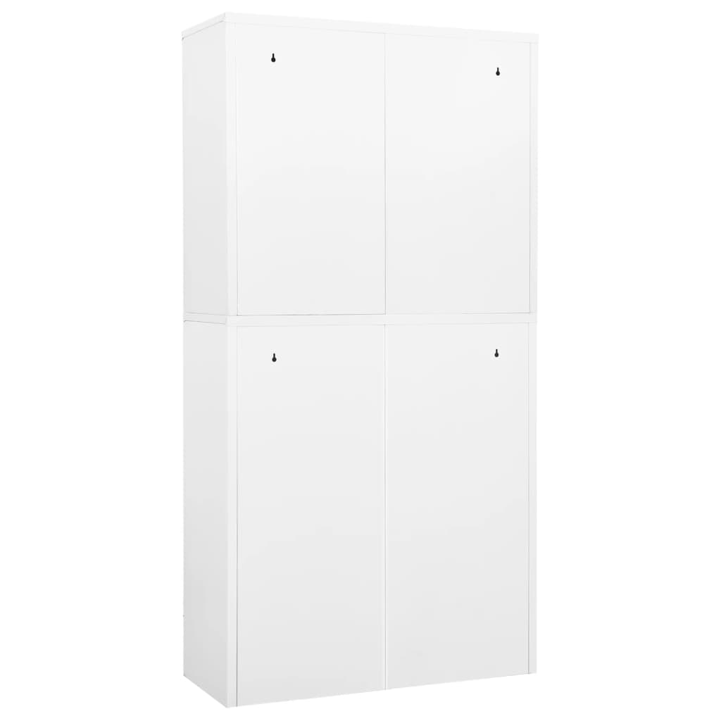 Armadio per Ufficio Bianco 90x40x180 cm in Acciaio e Vetro