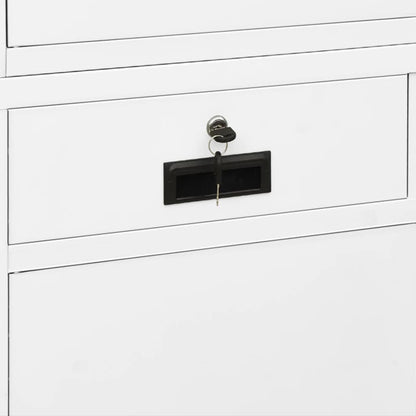 Armadio per Ufficio Bianco 90x40x180 cm in Acciaio e Vetro