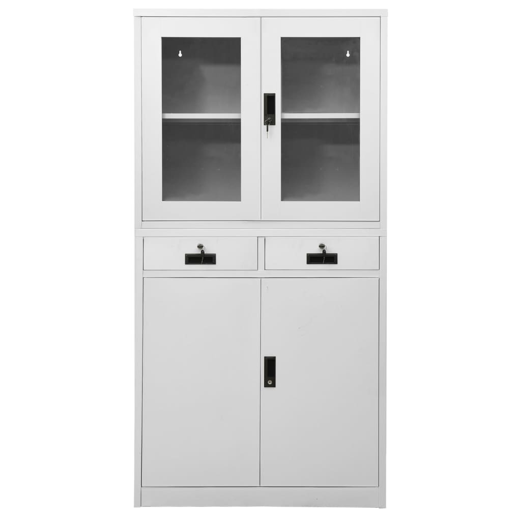 Armadio per Ufficio Grigio Chiaro 90x40x180 cm Acciaio e Vetro | homemem39