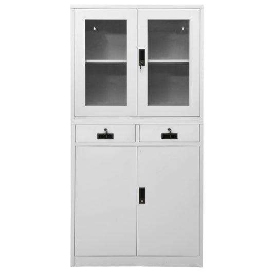 Armadio per Ufficio Grigio Chiaro 90x40x180 cm Acciaio e Vetro | homemem39