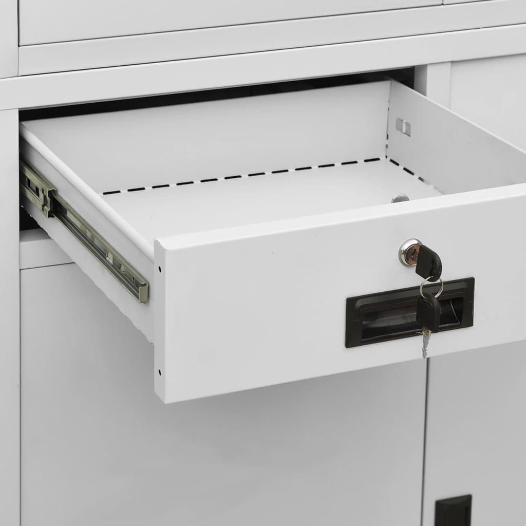 Armadio per Ufficio Grigio Chiaro 90x40x180 cm Acciaio e Vetro | homemem39