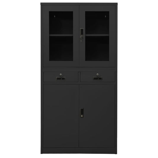 Armadio per Ufficio Antracite 90x40x180 cm in Acciaio e Vetro | homemem39