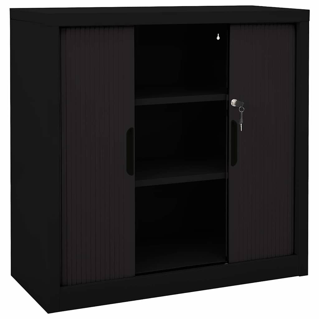 Armadio con Ante Scorrevoli Nero 90x40x90cm in Acciaio
