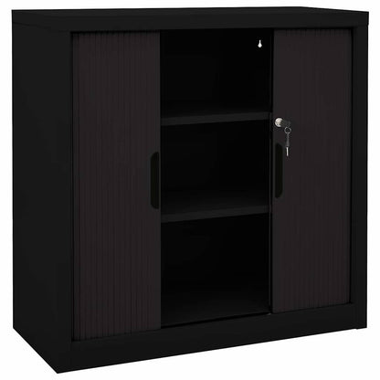 Armadio con Ante Scorrevoli Nero 90x40x90cm in Acciaio
