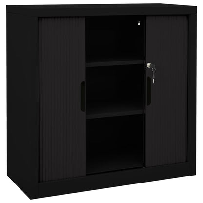 Armadio con Ante Scorrevoli Nero 90x40x90cm in Acciaio