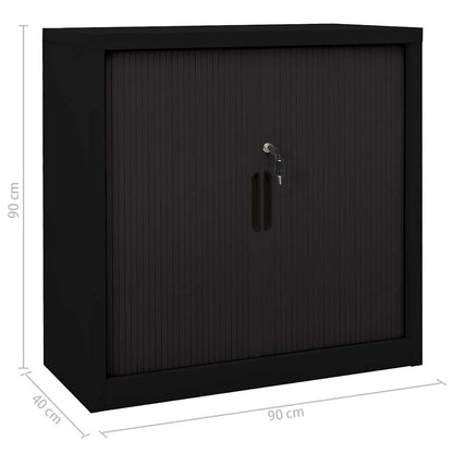Armadio con Ante Scorrevoli Nero 90x40x90cm in Acciaio