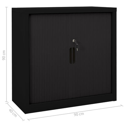 Armadio con Ante Scorrevoli Nero 90x40x90cm in Acciaio