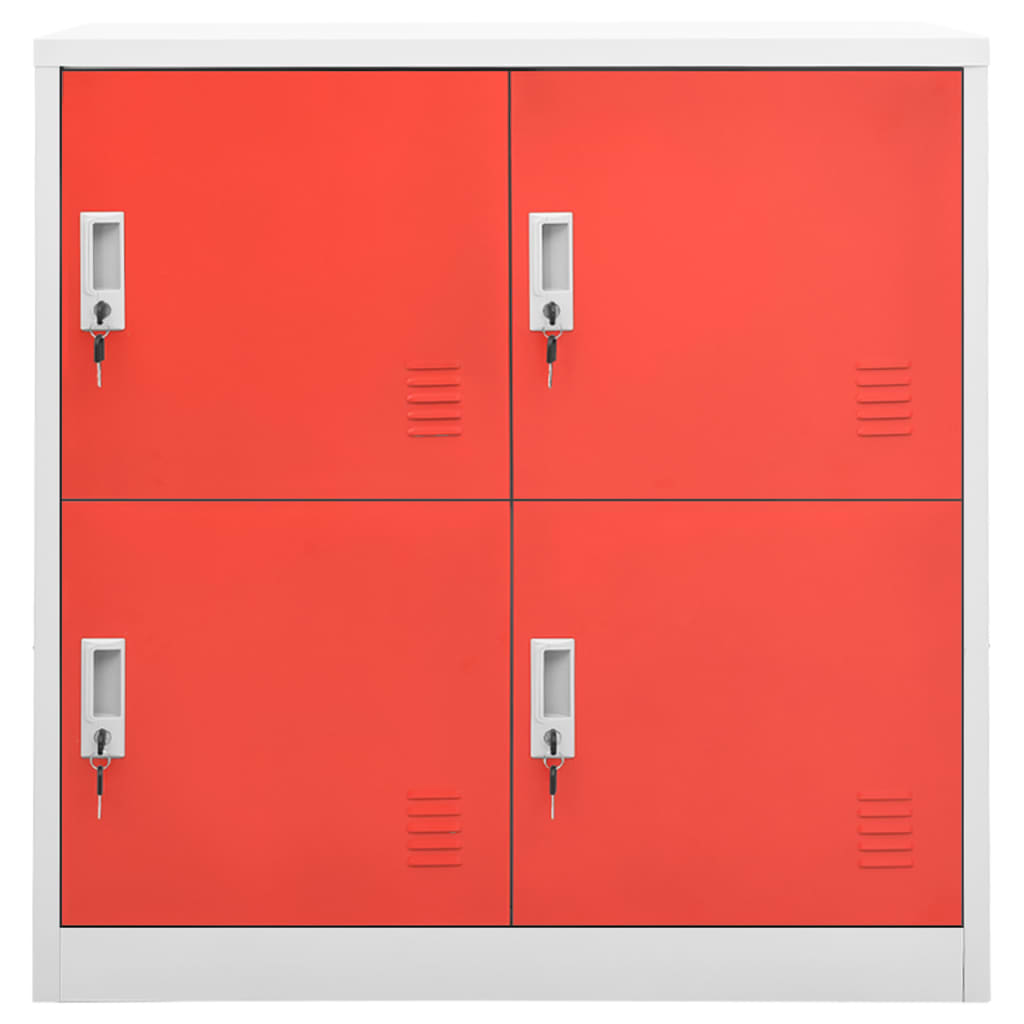 Armadietto a Chiave Grigio Chiaro e Rosso 90x45x92,5 cm Acciaio | homemem39