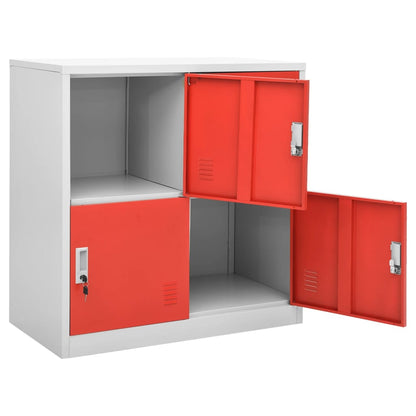 Armadietto a Chiave Grigio Chiaro e Rosso 90x45x92,5 cm Acciaio | homemem39