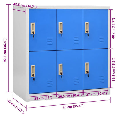 Armadietto con Chiave Grigio Chiaro e Blu 90x45x92,5 cm Acciaio | homemem39