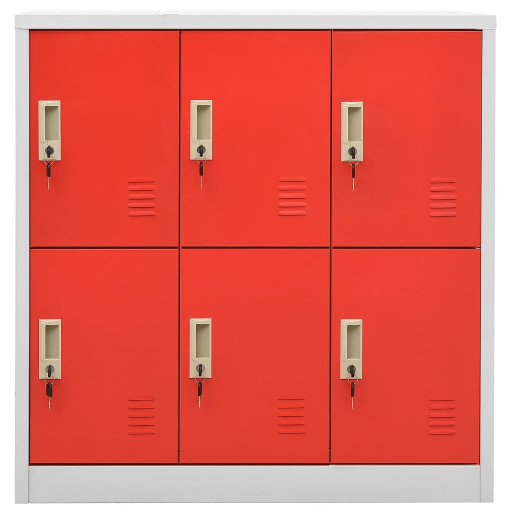 Armadietto a Chiave Grigio Chiaro e Rosso 90x45x92,5 cm Acciaio | homemem39