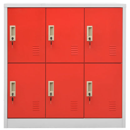 Armadietto a Chiave Grigio Chiaro e Rosso 90x45x92,5 cm Acciaio | homemem39