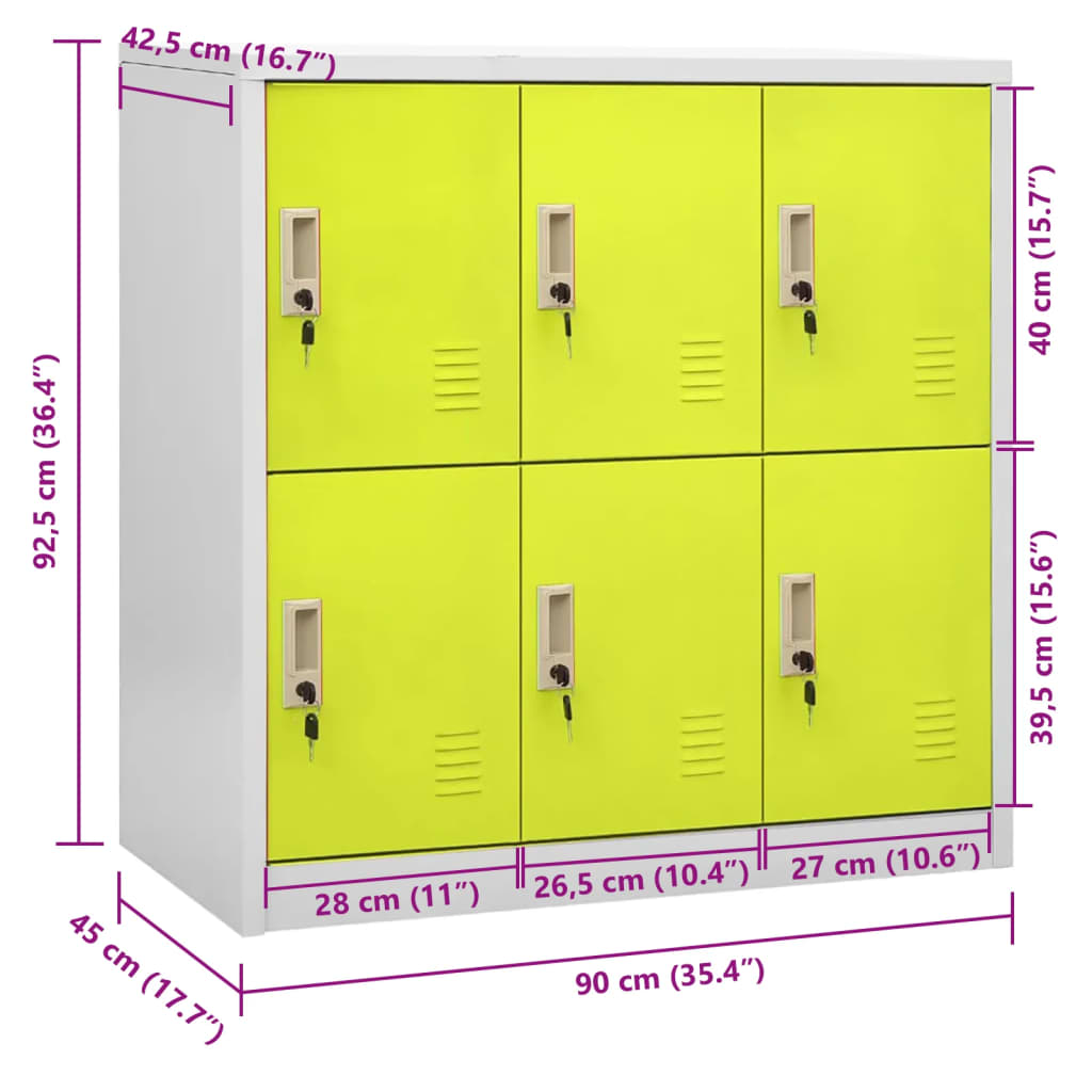 Armadietto a Chiave Grigio Chiaro e Verde 90x45x92,5 cm Acciaio | homemem39