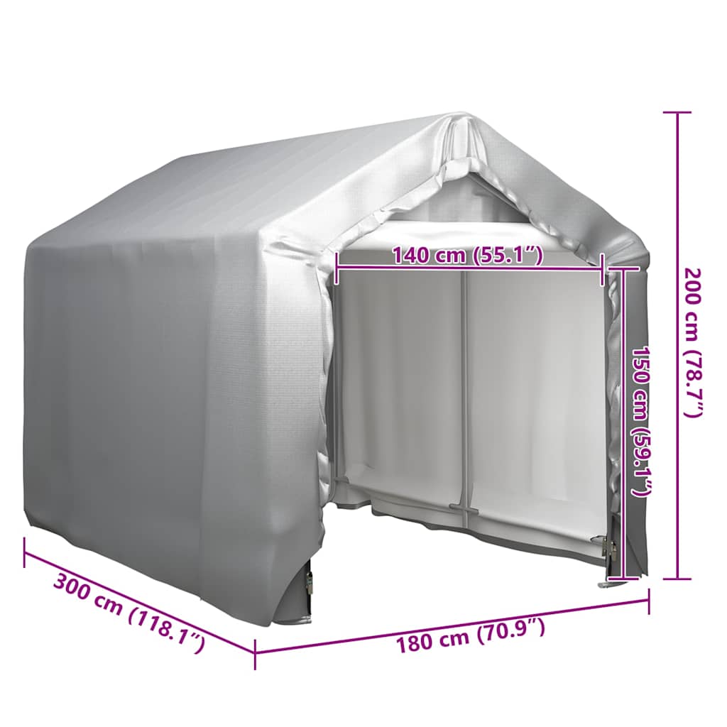 Tenda Capannone 180x300 cm in Acciaio Grigio - homemem39