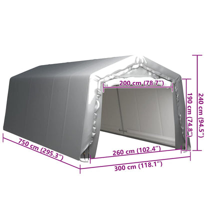 Tenda Capannone 300x750 cm Grigio Acciaio - homemem39