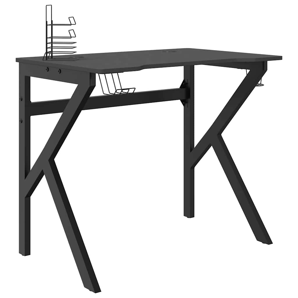 Scrivania da Gaming con Gambe a K Nera 90x60x75 cm
